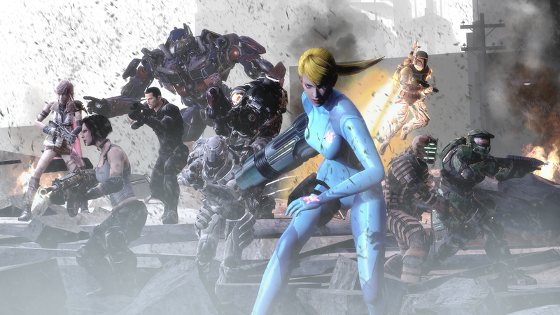 Illustration for article titled Samus Aran Kisses Master Chief in the Video Game Crossover of One Man's Dreams